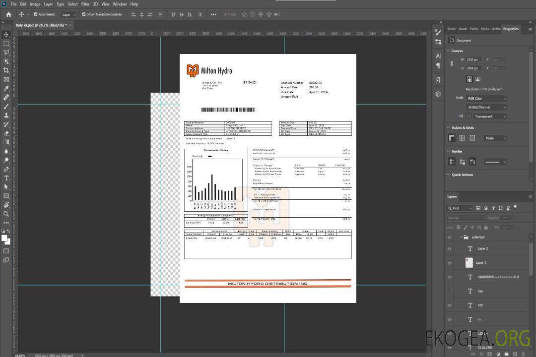 Canada Milton Hydro facture de services publics d'électricité pour les entreprises Formats Word et PDF template Canada Milton Hydro facture de services publics d'électricité pour les entreprises Formats Word et PDF template